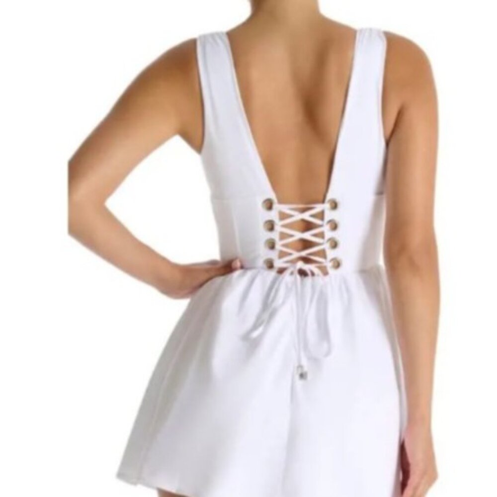 Naked Wardrobe Womens Bustier Corset Lace Up Fit & Flare Mini Dress White M - Picture 4 of 4